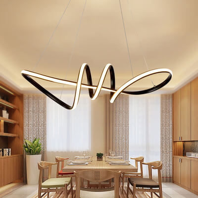 Modern Aluminum Spiral LED Chandelier - Sleek Design, Energy-Efficient Lighting