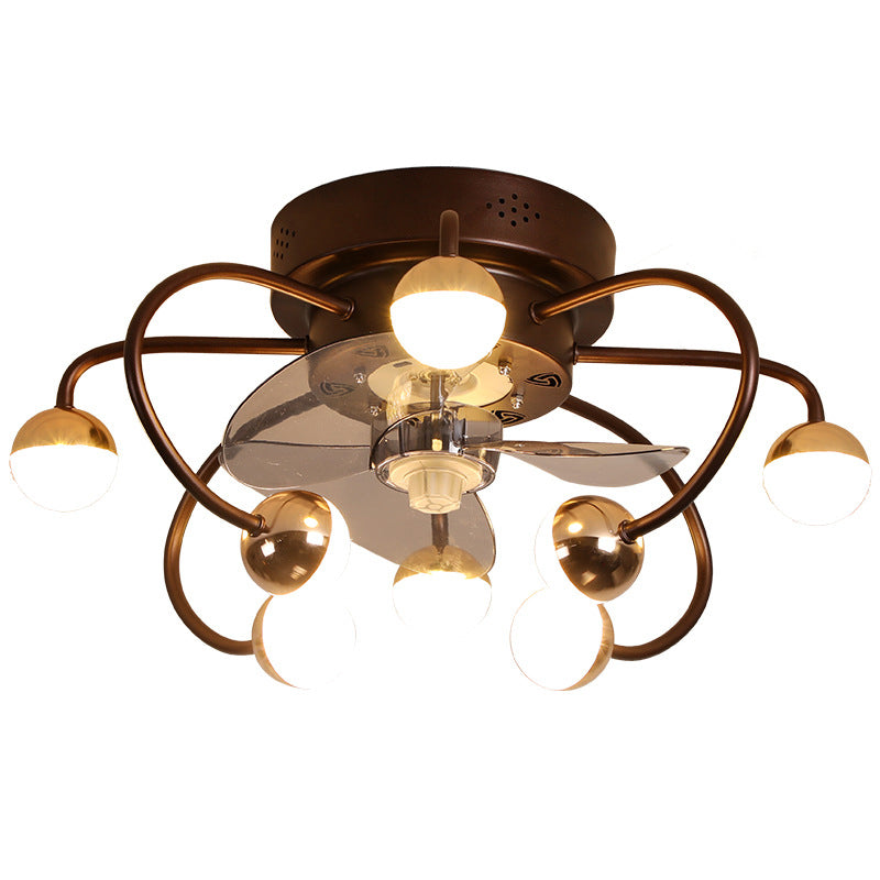 Nordic Creative Cage LED Semi-Flush Mount Ceiling Fan Light