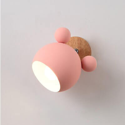 Nordic Macaron Cartoon Bear Shape Wall Sconce, 1-Light LED Decor Lamp, Cute Bear Night Light, Childrens Room Lighting, Nursery Wall Lamp, Playful Animal Design, Modern Kids Room Decor, Baby Room Wall Light, Unique Character Wall Fixture, Whimsical Bear Sc