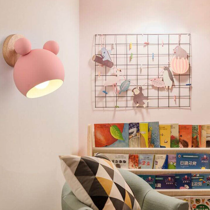 Nordic Macaron Cartoon Bear Shape Wall Sconce, 1-Light LED Decor Lamp, Cute Bear Night Light, Childrens Room Lighting, Nursery Wall Lamp, Playful Animal Design, Modern Kids Room Decor, Baby Room Wall Light, Unique Character Wall Fixture, Whimsical Bear Sc