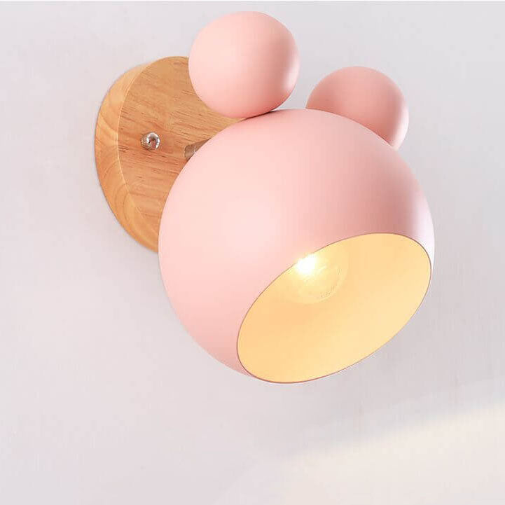 Nordic Macaron Cartoon Bear Shape Wall Sconce, 1-Light LED Decor Lamp, Cute Bear Night Light, Childrens Room Lighting, Nursery Wall Lamp, Playful Animal Design, Modern Kids Room Decor, Baby Room Wall Light, Unique Character Wall Fixture, Whimsical Bear Sc