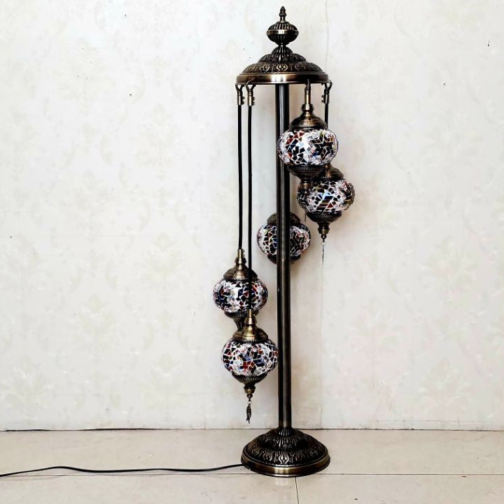 Tiffany Oval Ball Iron Stained Glass Floor Lamp - 5/7 Light for Living Room