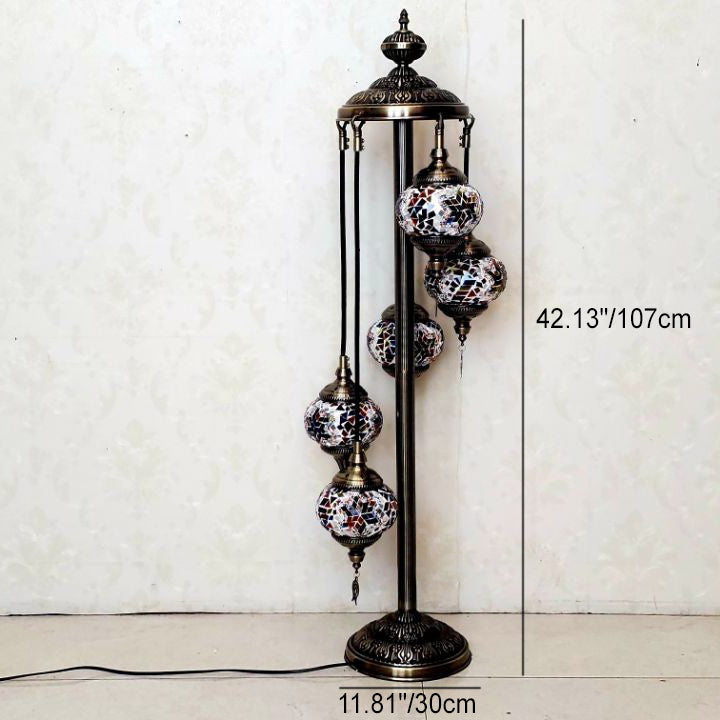 Tiffany Oval Ball Iron Stained Glass Floor Lamp - 5/7 Light for Living Room