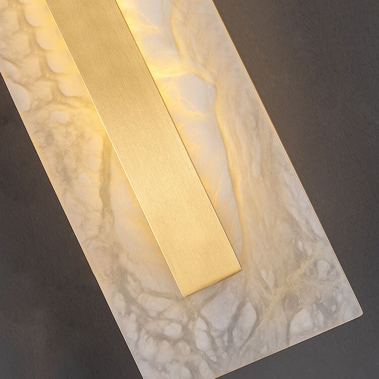 Light Luxury Brass Marble LED Wall Sconce - Oval Square Design