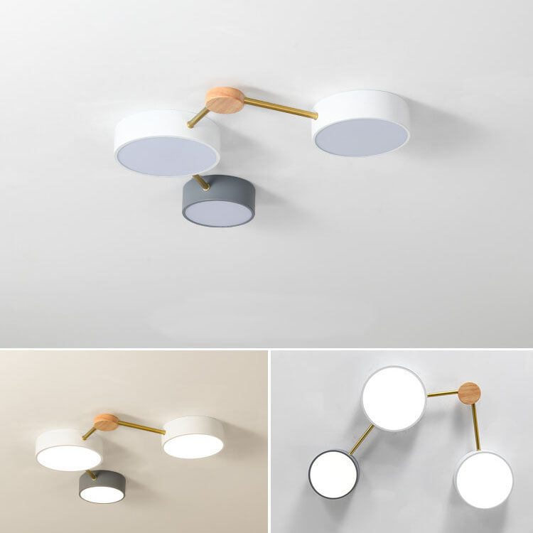 Scandinavian Minimalist Solid Wood Iron LED Flush Mount Light