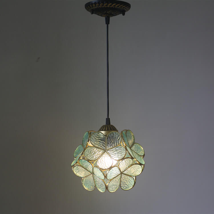 Vintage Stained Glass Petal Pendant Light - Illuminated Floral Charm