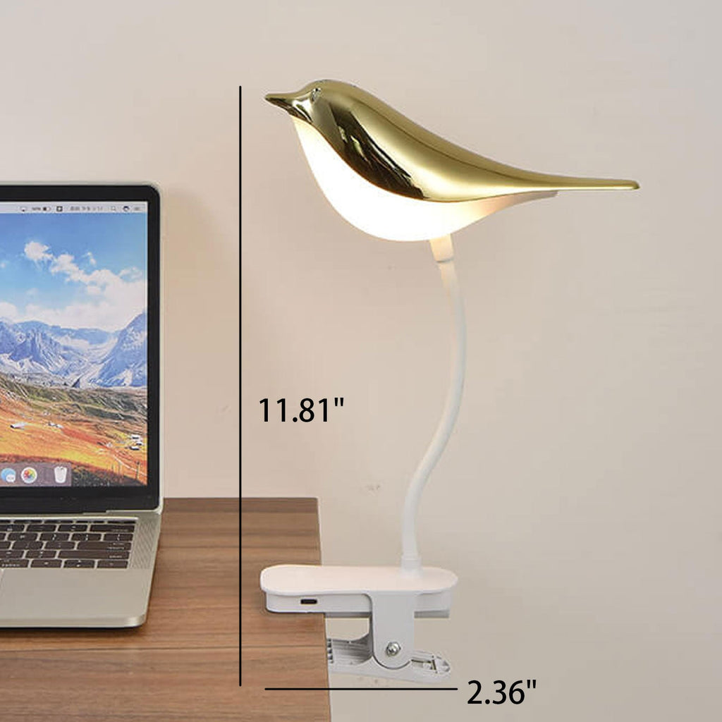 Nordic Creative Bird Clip USB Charging LED Night Light Table Lamp Decorative Bedside Lamp Brightness Adjustable Portable Design Cute Bird Shape for Kids Room Nursery Bedroom Home Office Lighting Gift Idea