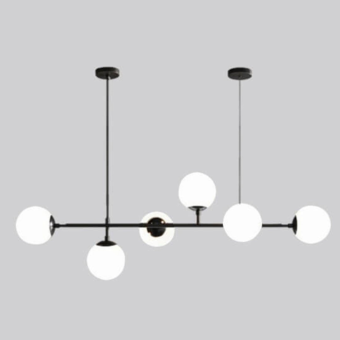 Modern Minimalist Round Globe 6-Light Chandelier - Glass Island Light Fixture