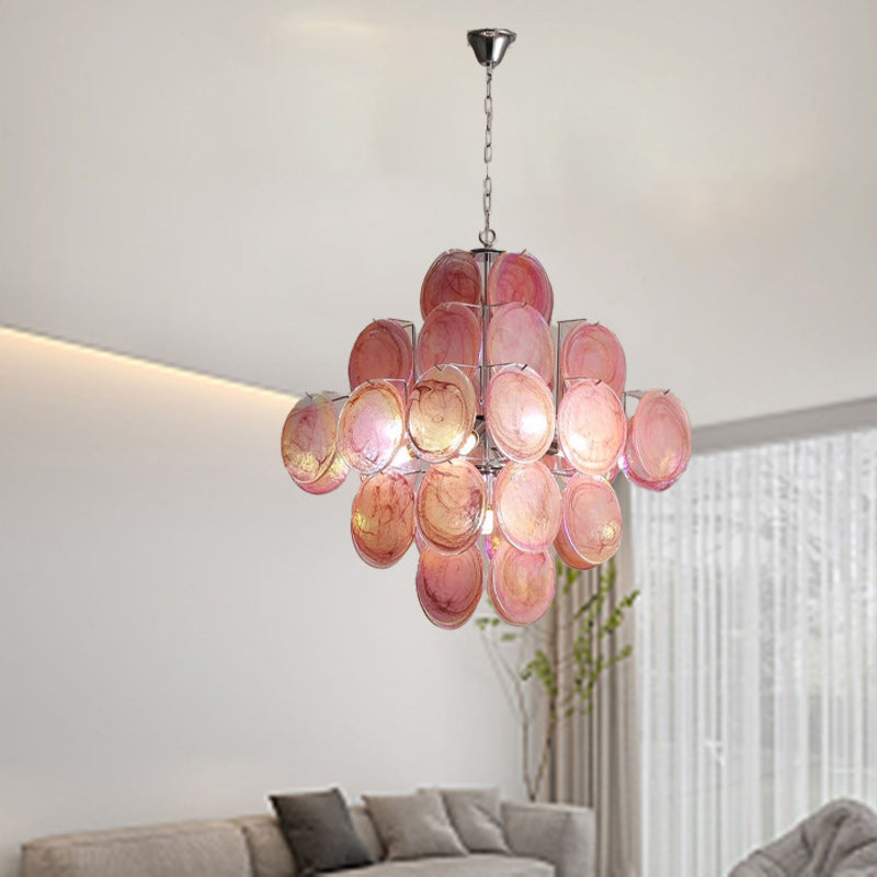 Traditional French Flower Shaped Iron Glass Chandelier - 5/9/12 Light Living Room Decor