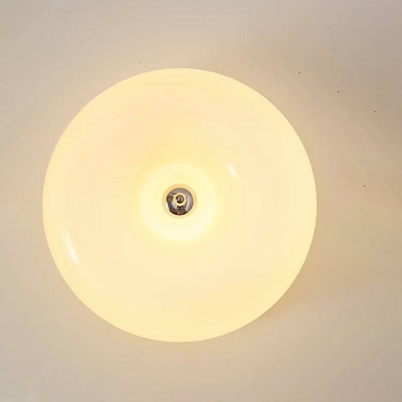 Contemporary Nordic Creamy Yellow Pudding Glass Shade Iron LED Flush Mount Ceiling Light