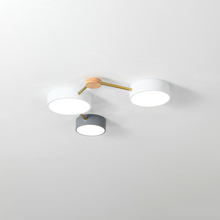 Scandinavian Minimalist Solid Wood Iron LED Flush Mount Light