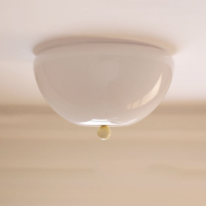 Nordic Minimalist 4-Light Iron Round Glass Shade Flush Mount Ceiling Light