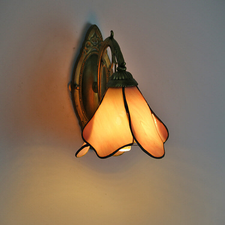 Vintage Tiffany Petals Stained Glass Wall Sconce Lamp - Art Nouveau Fixture, Decorative Lighting, Unique Home Decor, Handcrafted Design