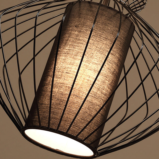 Contemporary Industrial Cage Iron Pendant Light for Living Room
