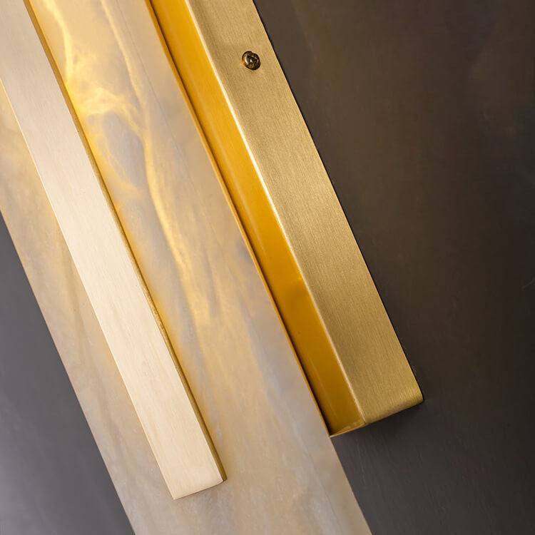 Light Luxury Brass Marble LED Wall Sconce - Oval Square Design