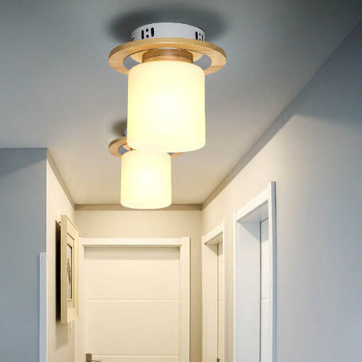 Modern Nordic Minimalist Wood Circular Square Semi-Flush Mount Ceiling Light