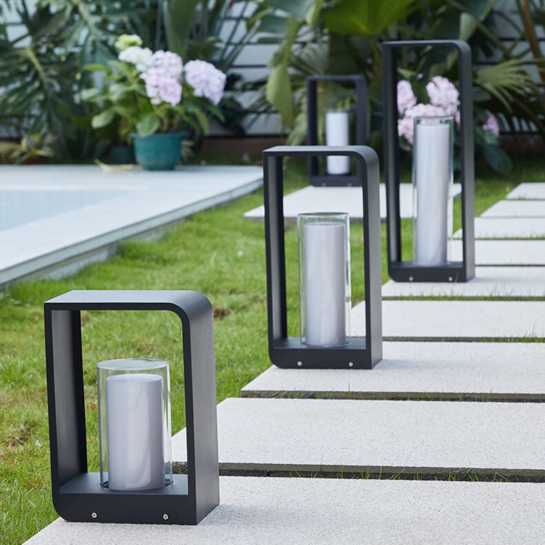 Modern Minimalist Square Frame Stainless Steel LED Landscape Light - Waterproof Acrylic Outdoor Patio Lighting