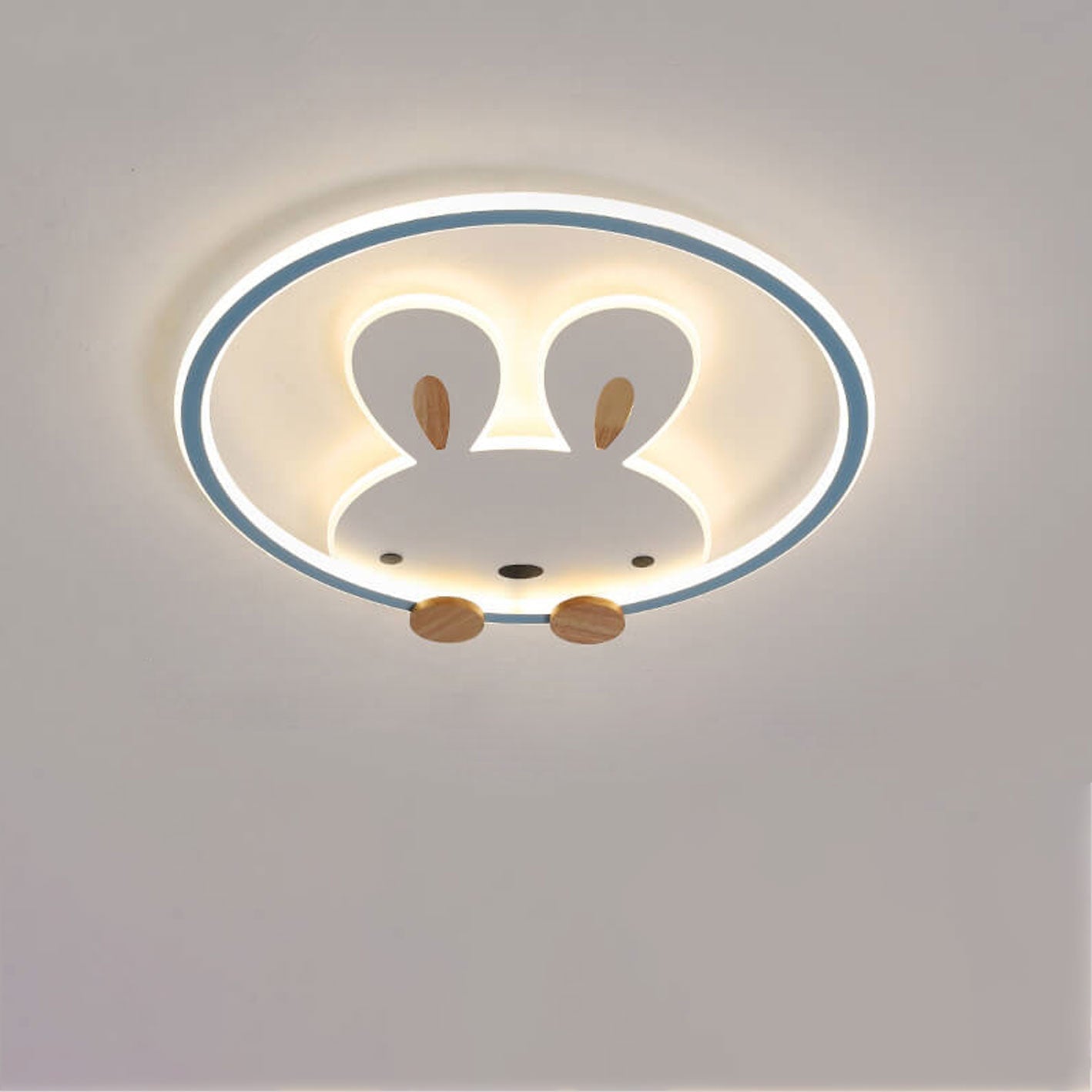 Childlike Modern Cartoon Rabbit LED Flush Mount Light Ceiling Fixture Cute Bunny Design for Kids Room Nursery Playroom Aesthetic Lighting Decor Kids Bedroom Illumination Creative Playful Home Lighting Children's Room Ceiling Light
