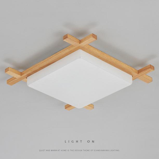 Traditional Japanese Tatami LED Flush Mount Ceiling Light - Square Acrylic Design for Bedroom