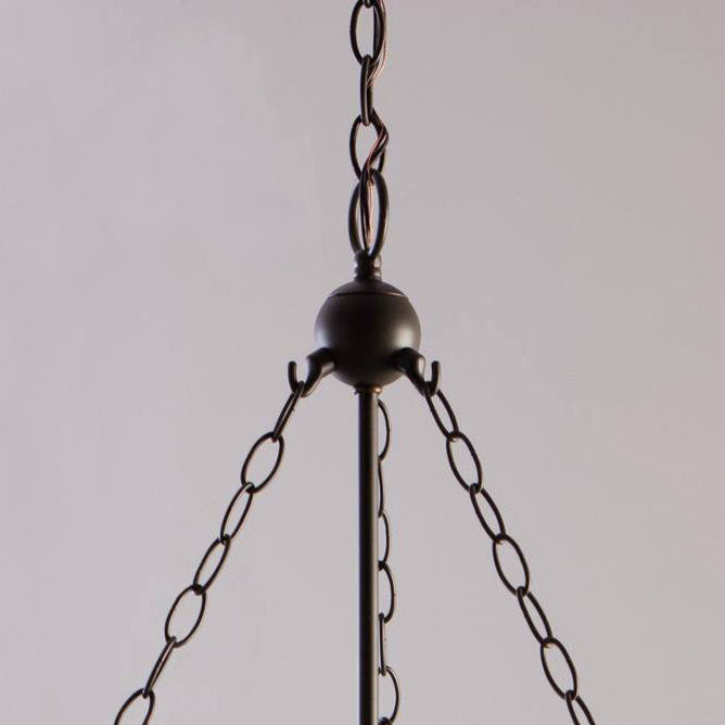 Rustic Round Glass Bucket Iron Candelabra 3-Light Chandelier for Living Room
