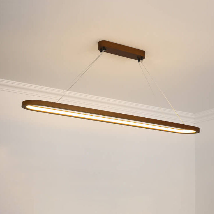 Modern Chinese Solid Wood Round Ring LED Chandelier Island Light