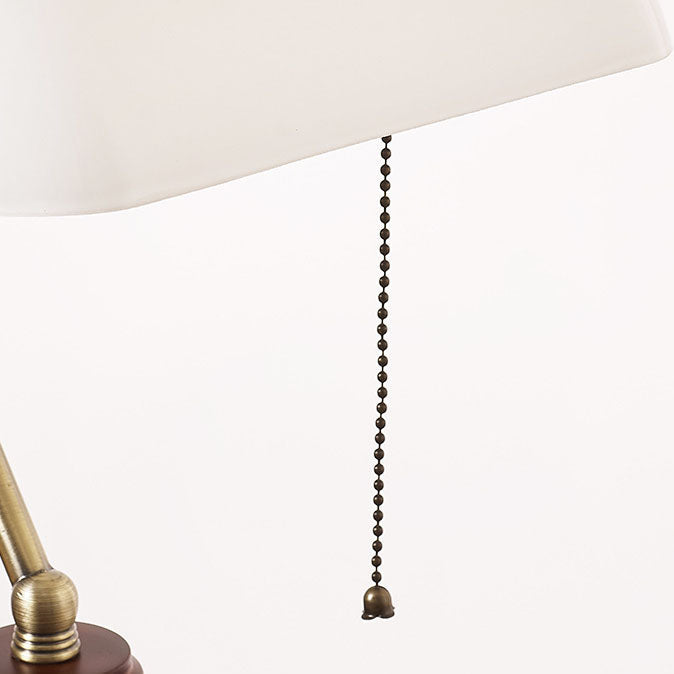 Traditional Vintage Solid Wood Glass Bank Zipper 1-Light Table Lamp