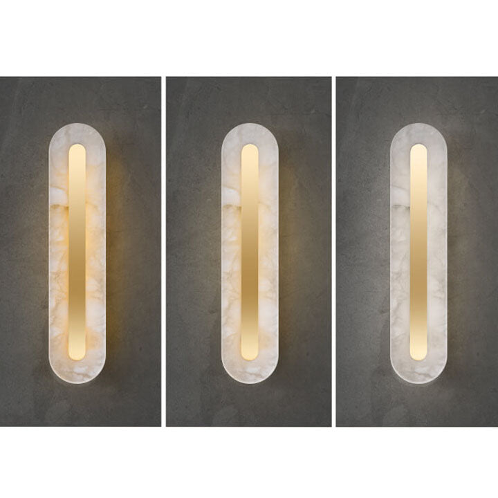 Light Luxury Brass Marble LED Wall Sconce - Oval Square Design