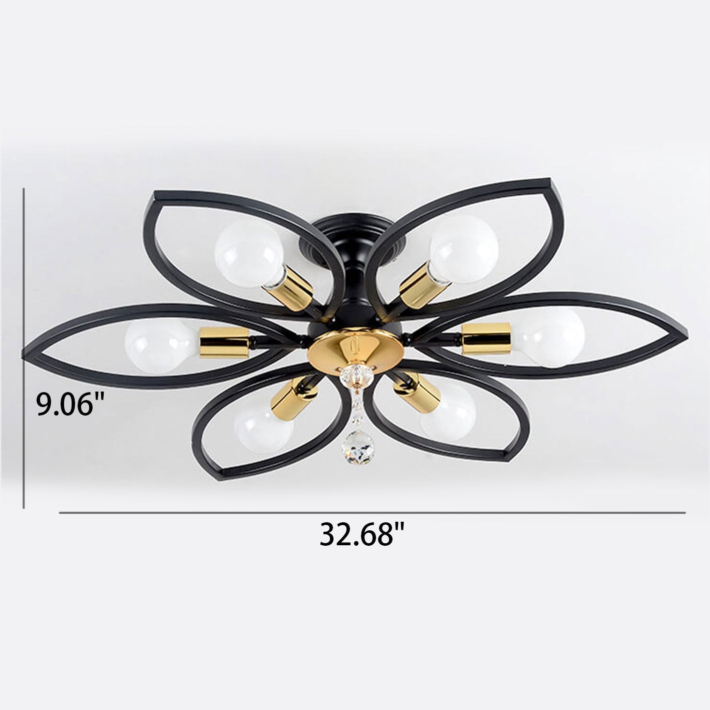 Nordic Luxury Wrought Iron Crystal Flush Mount Ceiling Light - 6/8 Light Design