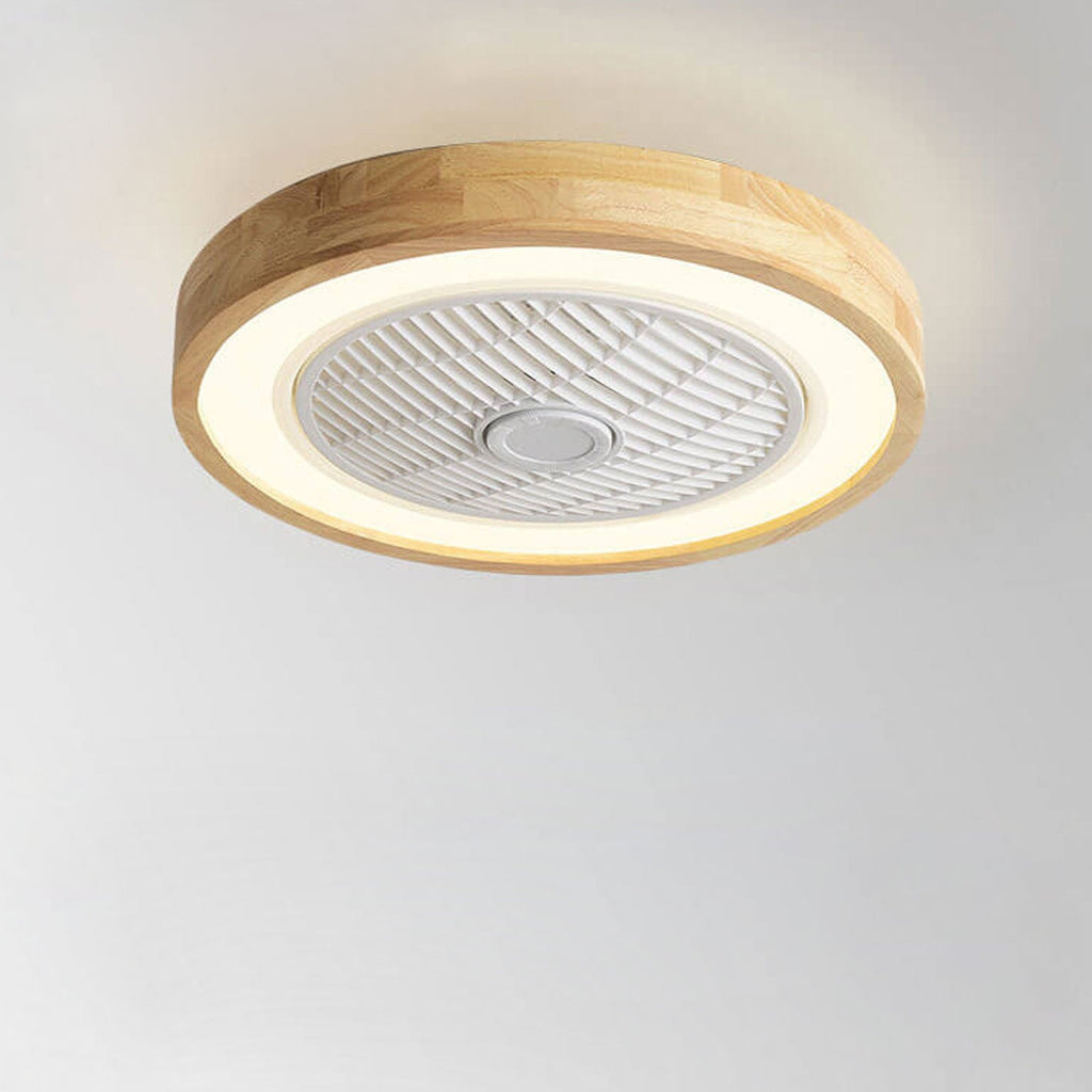 Modern Minimalist Wood Geometric LED Ceiling Fan Light