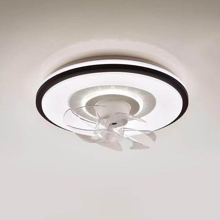 Modern Minimalist Round LED Flush Mount Ceiling Fan Light for Living Room