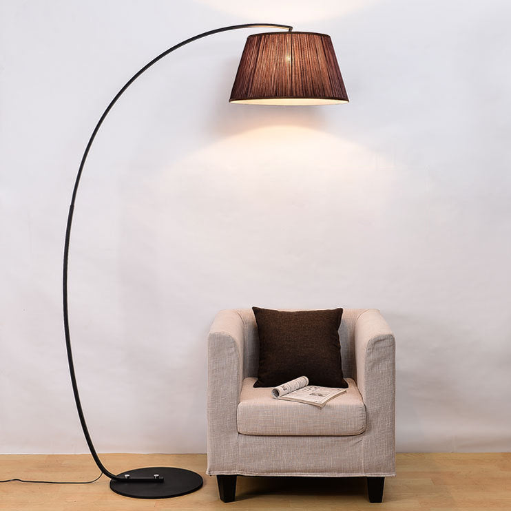 Modern Light Luxury Wrought Iron Curved Cylinder Floor Lamp - 1-Light Stand