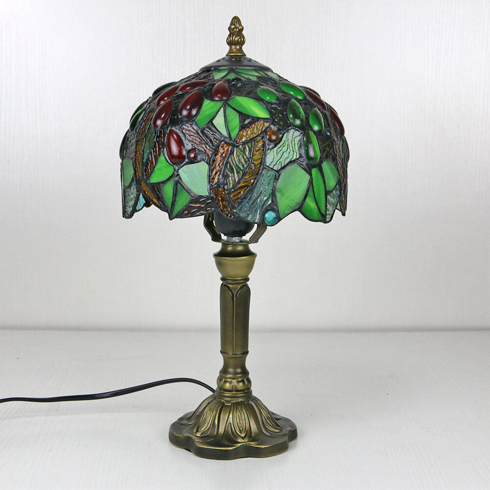 Vintage Tiffany Animal Flower Stained Glass Dome 1-Light Table Lamp
