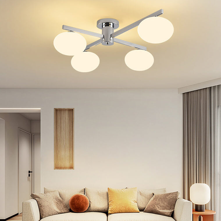 Nordic Light Luxury Glass Ball Semi-Flush Mount Ceiling Light - 3/4/5 Lights