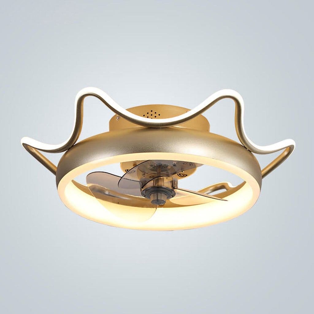 Nordic Light Luxury Round Wrought Iron LED Ceiling Fan Light