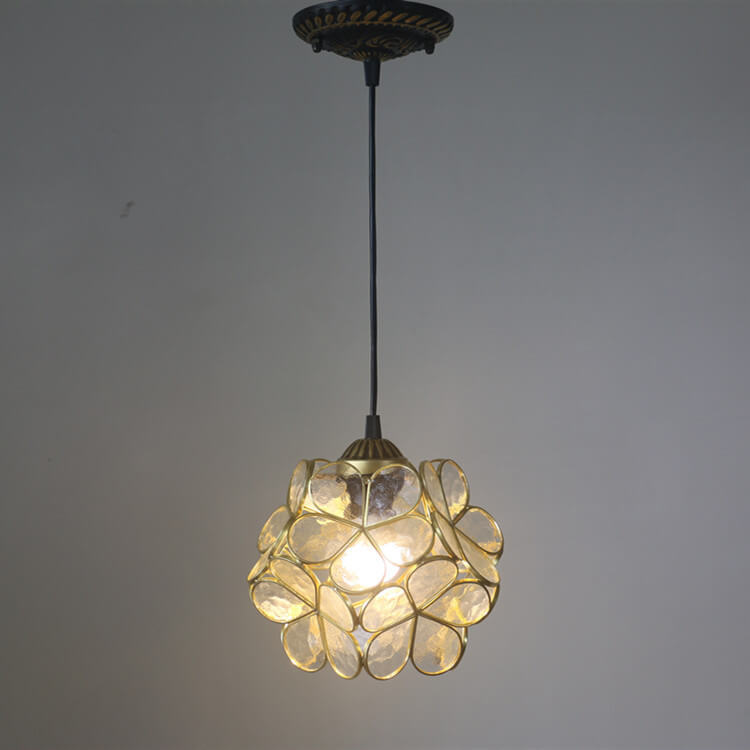 Vintage Stained Glass Petal Pendant Light Fixture