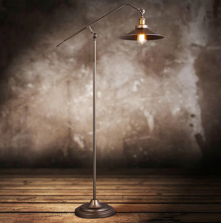 Industrial Bronze 1-Light Boom Arm Floor Lamp - Adjustable Lighting for Home Decor