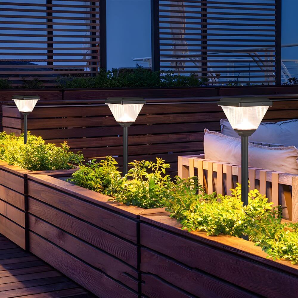 27.6-Inch Modern Black LED Solar Pathway Light - Eco-Friendly Outdoor Lighting
