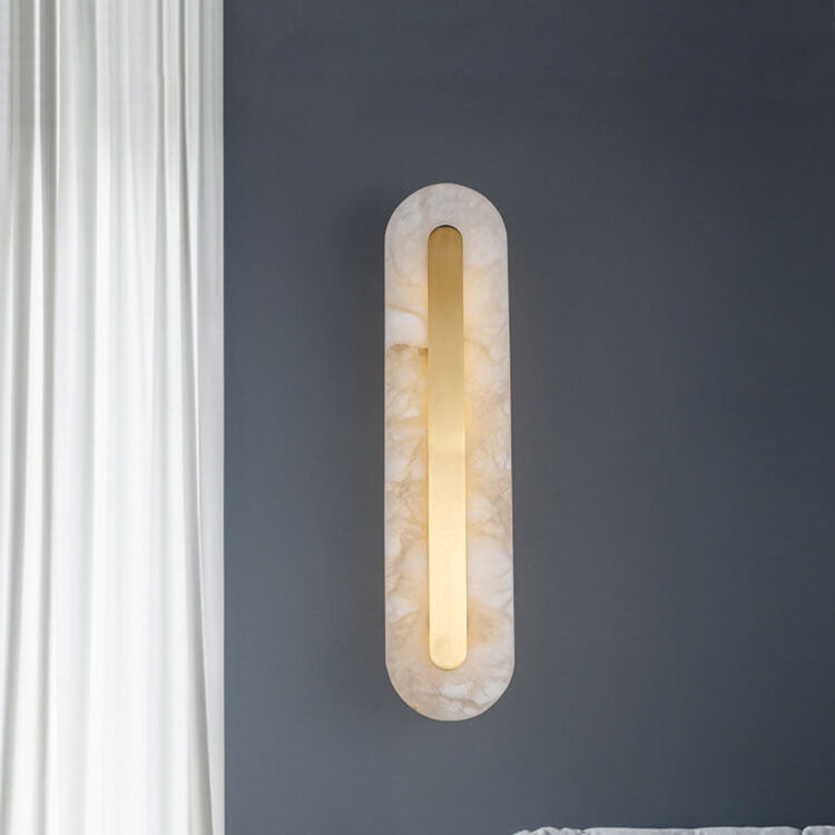 Light Luxury Brass Marble LED Wall Sconce - Oval Square Design