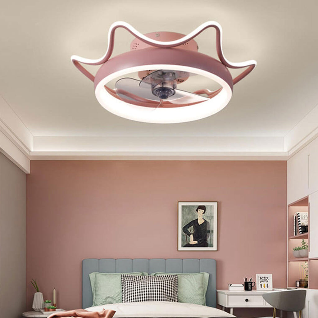 Nordic Light Luxury Round Wrought Iron LED Ceiling Fan Light