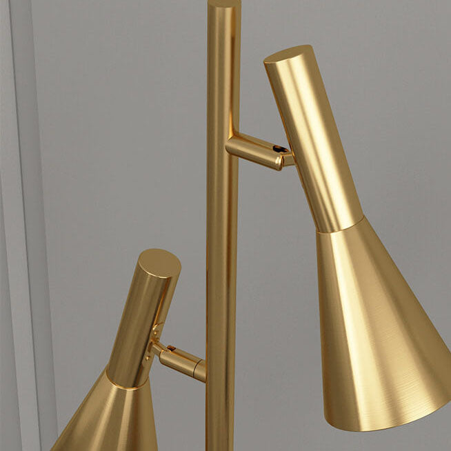 Modern Minimalist Marble Iron Horn Shade Rotatable 2-Light Floor Lamp for Living Room & Bedroom