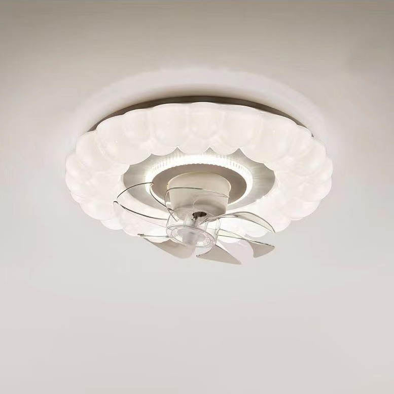 Modern Minimalist Round LED Flush Mount Ceiling Fan Light for Living Room
