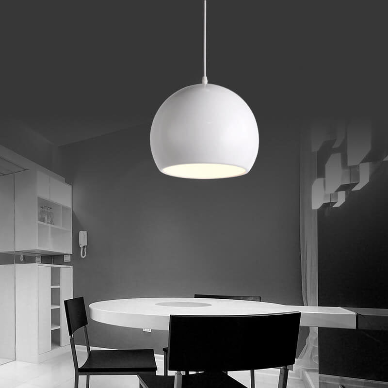 Modern Solid Color Round Head Iron Pendant Light - 1-Light Design, Stylish Lighting Fixture for Home Decor