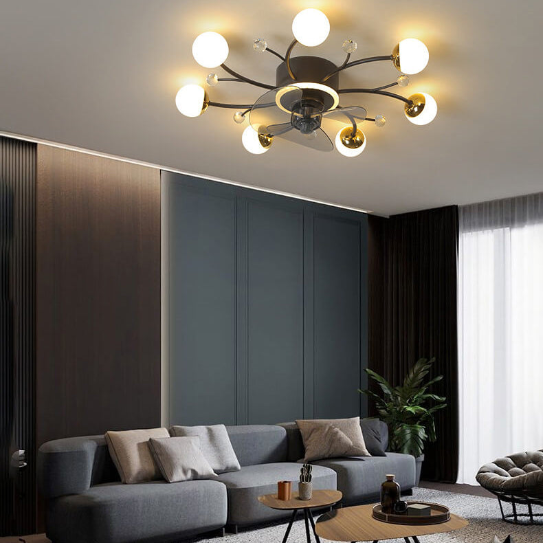 Nordic Light Luxury 5/7-Light LED Flush Mount Ceiling Fan