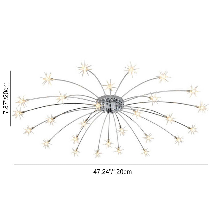 Contemporary Iron Flush Mount Ceiling Light - Star Design 12/21/28 Inches for Living Room