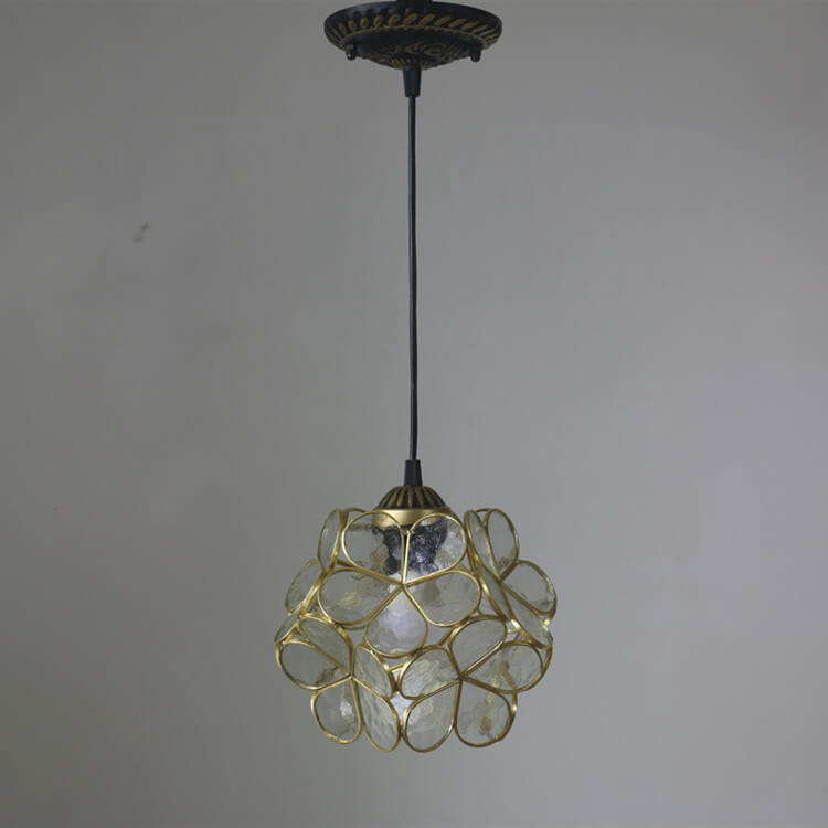 Vintage Stained Glass Petal Pendant Light Fixture