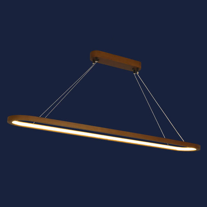 Modern Chinese Solid Wood Round Ring LED Chandelier Island Light