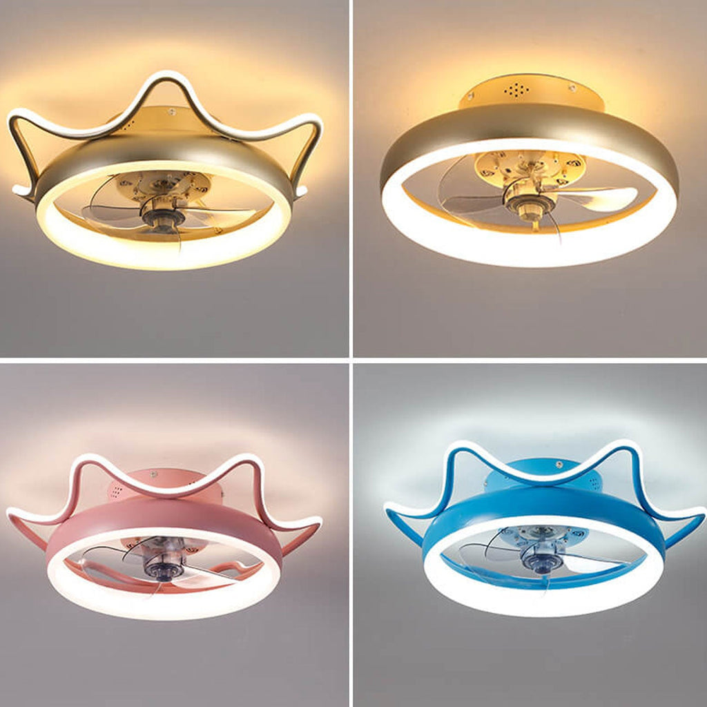 Nordic Light Luxury Round Wrought Iron LED Ceiling Fan Light