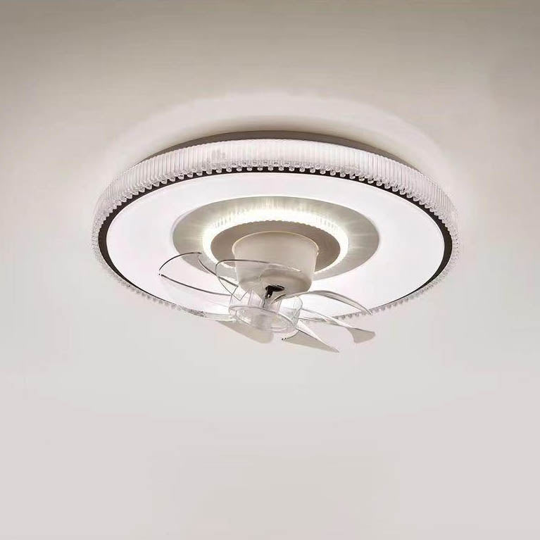 Modern Minimalist Round LED Flush Mount Ceiling Fan Light for Living Room