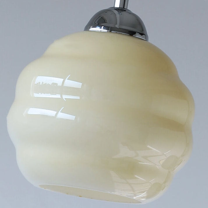 Vintage French Glass Round Tart Pendant Light - 1-Light Elegance