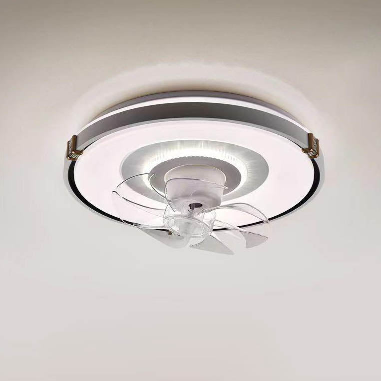 Modern Minimalist Round LED Flush Mount Ceiling Fan Light for Living Room